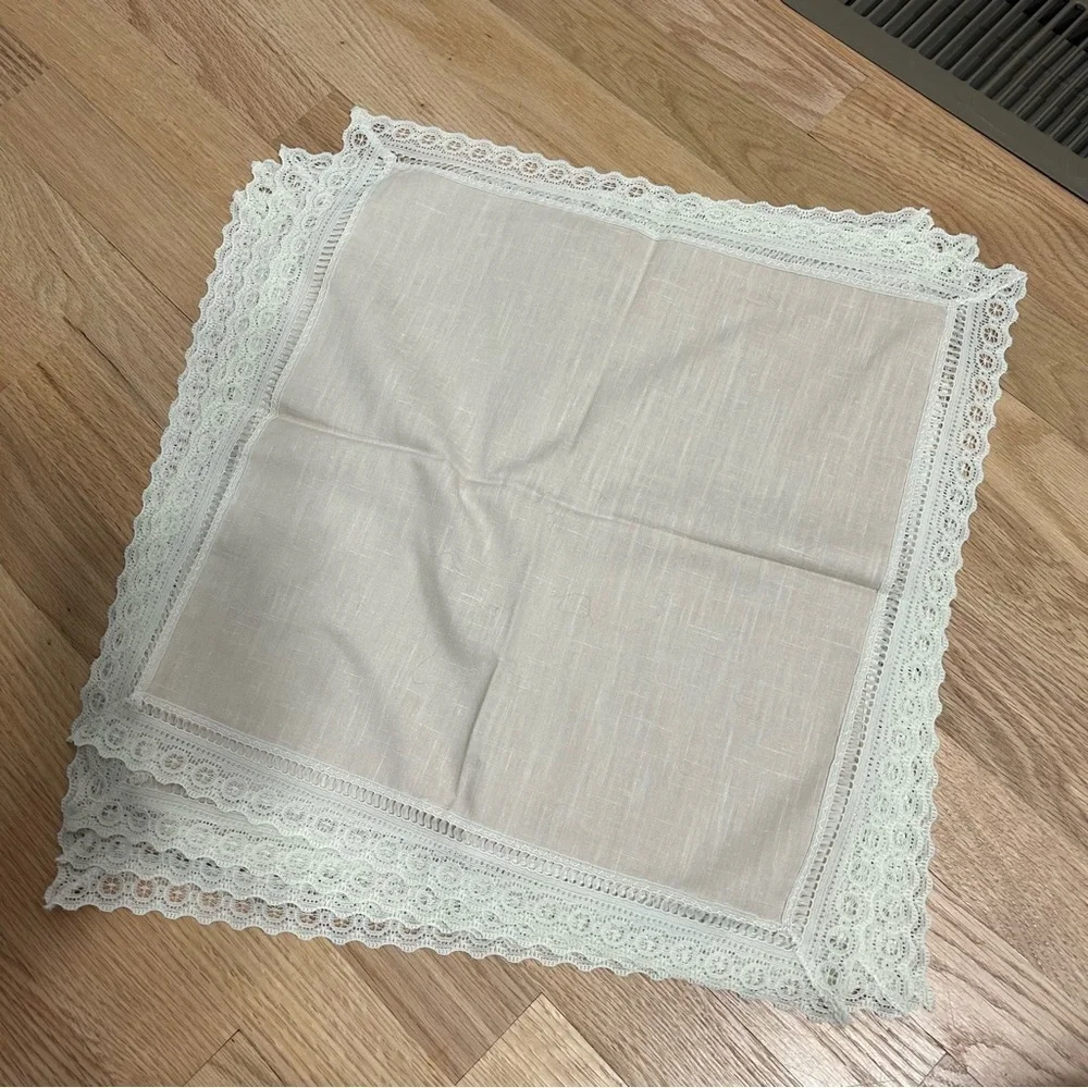 Vintage Lace Tan Napkins Doily 4 Pack Bundle Wedding Decor Boho Cream